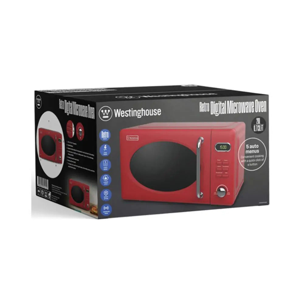 Westinghouse 0.7CUFT Retro Digital Microwave Red Westinghouse 0.7CUFT Retro Digital Microwave Red